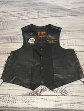 Hot Leathers Genuine Leather XXL Motorcycle Vest Harley Davidson w/ Patches