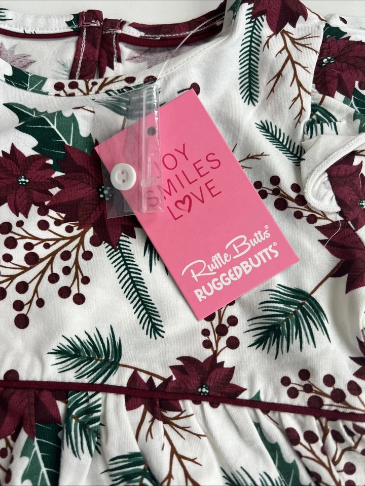 Mameluco Ruffle Butts Merry & Bright Bubble Talla 12-18 Meses Nuevo con Etiquetas Foto 3 de 4