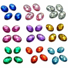 100 Flatback Acrylic Rhinestone Faceted Oval Gem Beads 13X18mm No Hole Wholesale