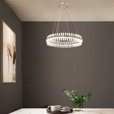 Modern Round LED Chandelier Crystal Pendant Lamp Ceiling Light 3 Color