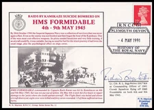 Kamikaze Raids on HMS Formidable Marriott Navy Cover Signed R. BIGG-WITHER DSC*