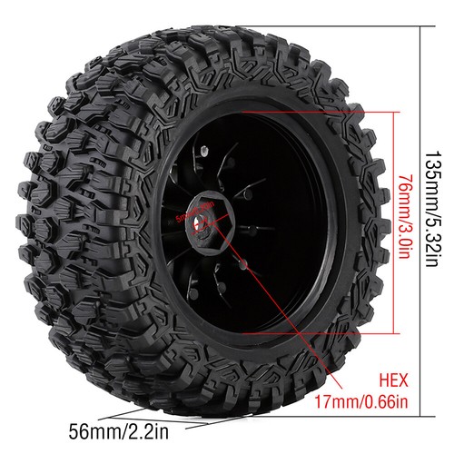 4x Short Course Truck Reifen & Räder 17mm Hex für RC 1/7 Desert Truggy Truck - Bild 11 von 15