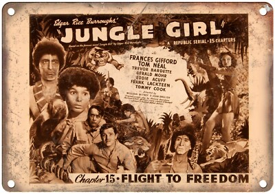 Jungle Girl Edgar Rice Burrough Lobby Card 12'' x 9'' Reproduction Metal Sign I221