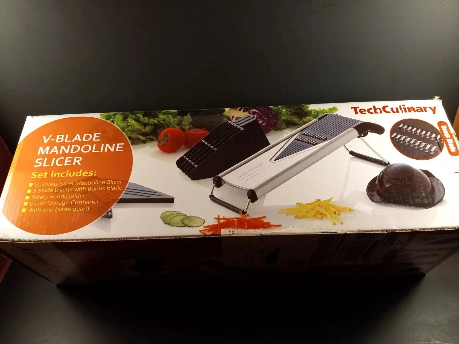 Tech Culinary V-Blade Mandoline Slicer Julienne Fruit Vegetables New Open Box