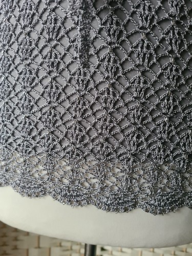 Size Large 14 16 18 PRECIS PETITE silver metallic glass beaded crochet top set - Picture 8 of 21