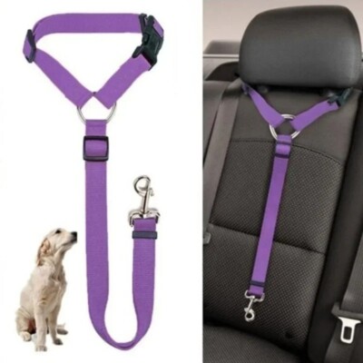 Two-in-One Pet Car Seat Belt Adjustable Nylon Leash Backseat Harness for Dogs