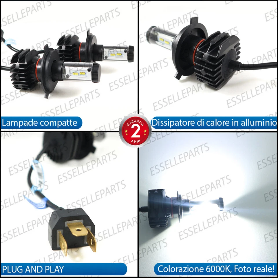 LAMPADA LED H4 6000K BIANCO 9000 LUMEN CANBUS HONDA SH 300 MOTO - Immagine 2 di 3