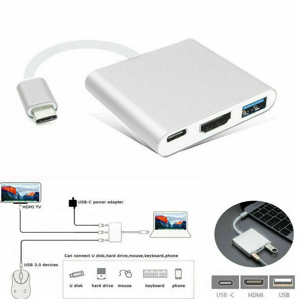 NEW USB Type C to HDMI HDTV TV Cable Adapter Converter For USB-C Phone Tablet - Image 2 of 4