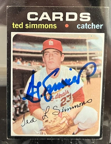 1971 Topps SIGNED TED SIMMONS RC #117 AUTO St. Louis Cardinals HOF ROOKIE BEAUTY