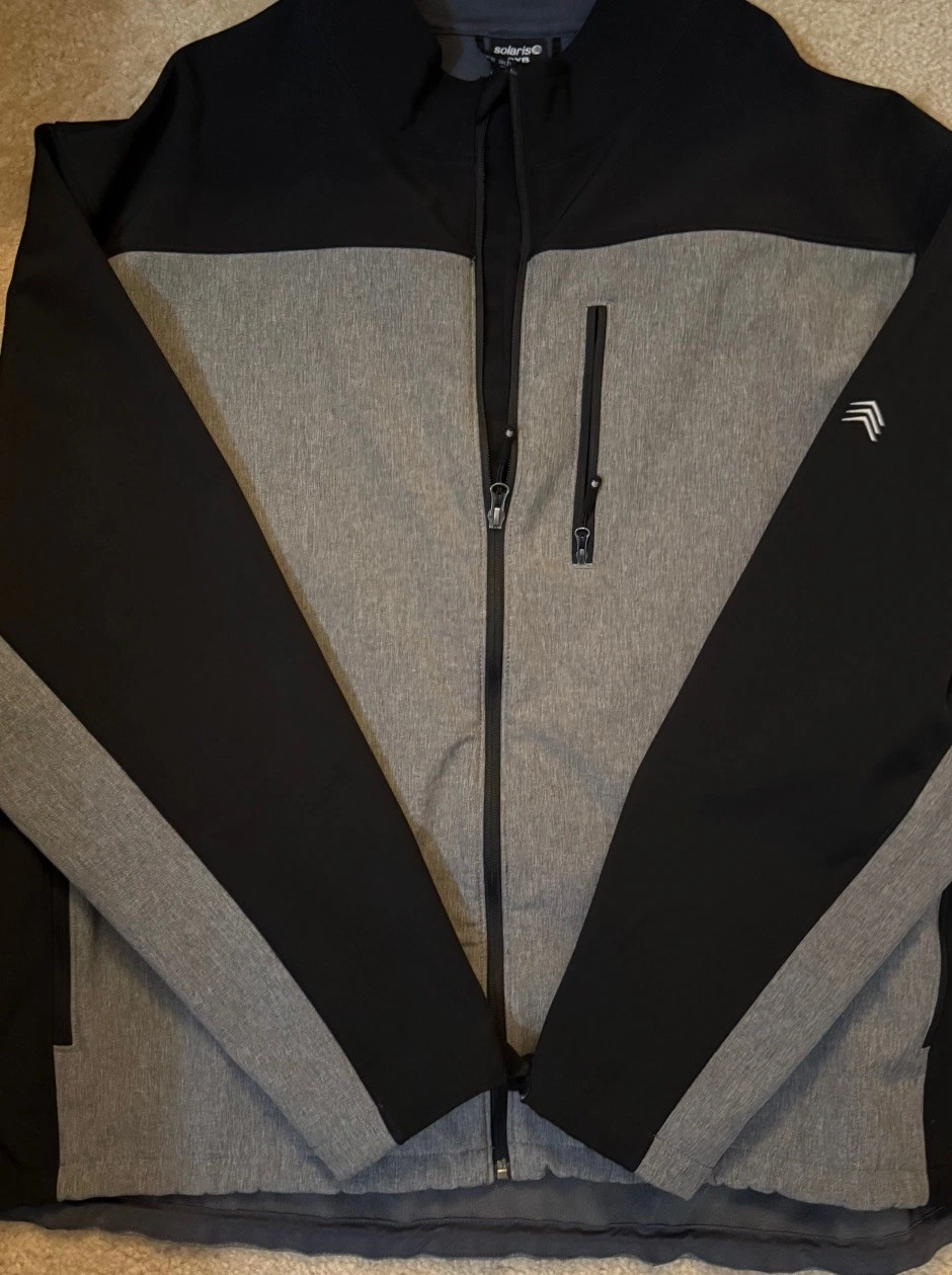 Solaris Men's Long Sleeve Jacket 3XL Full Zip Soft Shell Fleece Lined Gray/Black