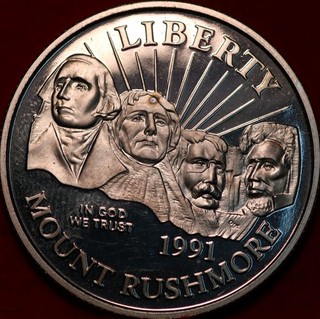 Uncirculated Proof 1991 S Mount Rushmore Clad Comm Half Dollar