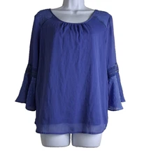 I.N. Studio Women's 3/4 Sleeve Purple Blouse Size PM