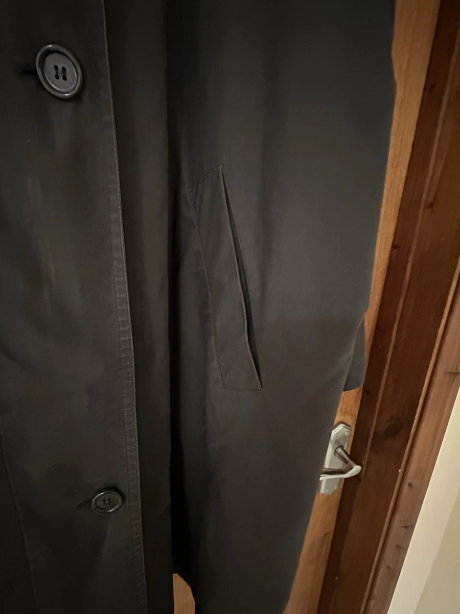 Abrigo largo Burberry vintage negro original para mujer forro clásico tartán
