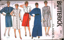 4907 Vintage Butterick Sewing Pattern 1980s Misses Top Dress Skirt Classic 12-16