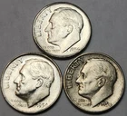 1954 P D S Roosevelt Silver Dime Year Set, 90% Silver, Great For Albums, R-54AB