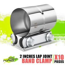 10x2" Polished Stainless Steel Lap Joint Exhaust Clamps Muffler Sleeve Coupler