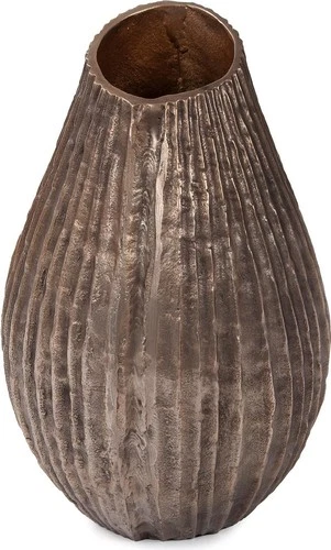 Organic Grooved Aluminum Vase in Antique Bronze - Picture 2 of 6