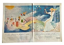 Vtg Textron 1946 Print Ad 2 pg 1940s Fashion Greek Goddess Housecoat Sternberg
