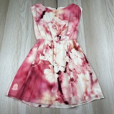 Alice + Olivia Watercolor Floral Silk Sleeveless Dress Women’s Size Medium Pink 