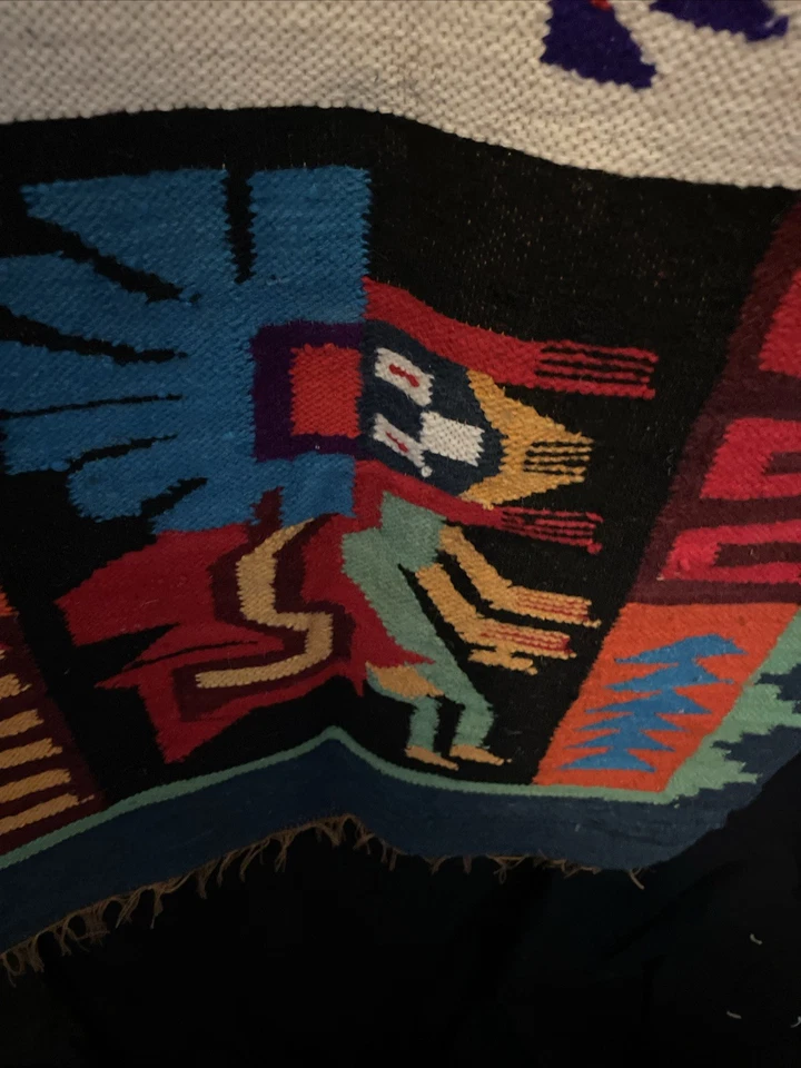Peruvian Embroidery Dancing. Character. Wool Wall Hanging/Tapestry  Art Handmade - Image 4 of 4