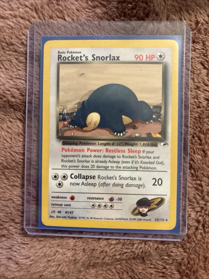 Pokémon TCG Vintage Rocket’s Snorlax Non Holo Rare 33/132 Gym Heroes WotC - Image 2 of 3
