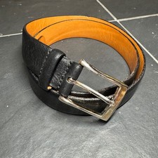 Martin Dingman Mens Black Tumbled Glove Leather Belt Size 34 Made in USA 10075
