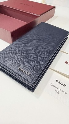 Bally Wallet In Box Gift Set Blue Navy Leather Wallet Card Holder