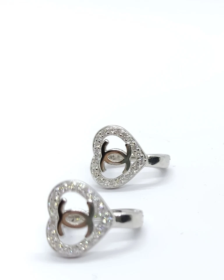 orecchini donna cuore argento 925 oro bianco modello c zirconi bianchi - Immagine 3 di 4