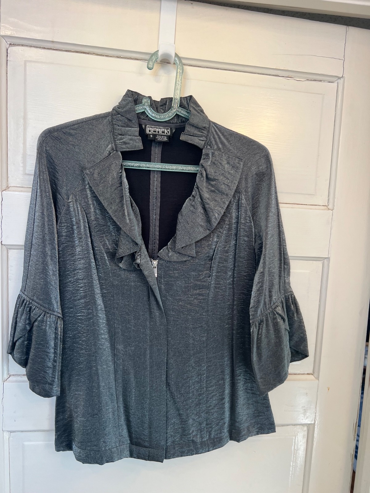 Berek 2 Shiny Silver Solid Full Zipper Silver Met… - image 1