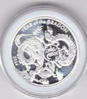 LUNAR YEAR OF THE DRAGON ASAHI - ONE OUNCE FINE SILVER ROUND 999 IN CAPSULE
