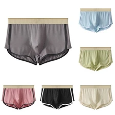 Comfortable Men's Stripe Boxer Briefs Low Rise Cotton Underwear Shorts