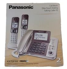 Panasonic Dect 6.0 Corded 2 Cordless Phone System Caller ID Answering KX-TGF352N