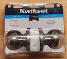 Kwikset Bed and Bath handle/lock/key set-brushed nickel-Lifetime Warranty!