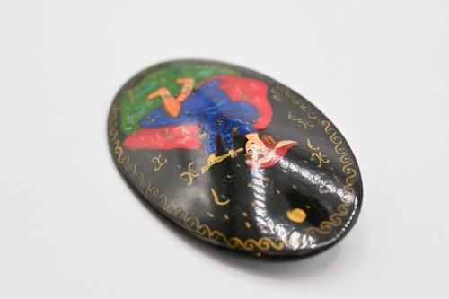 Broche prendedor ruso vintage pintado a mano diseñado tradicional firmado Mcteph BinJ - Imagen 7 de 12