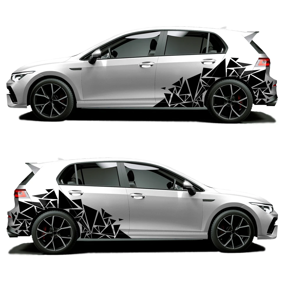 2er Set Auto Aufkleber Dreiecke 120x60cm Farbwahl Scherben Geometrisch KX075 - Bild 2 von 4