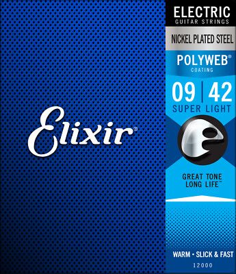 Elixir Polyweb beschichtete 09-42 Super Light Nickel Saiten für E-Gitarre 12000