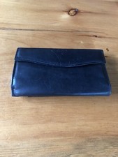 Vintage Rolfs Cowhide Leather Black Kiss Lock Wallet/Coin Purse Bifold Wallet