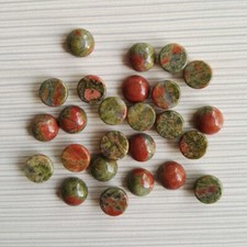 100pcs Natural Unakite Stone 6mm Round Cab Cabochon for DIY Jewelry Making