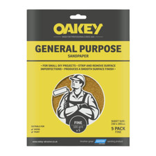 Oakey General Purpose Fine Sandpaper 5 Pack of Sheet Size 230x280mm