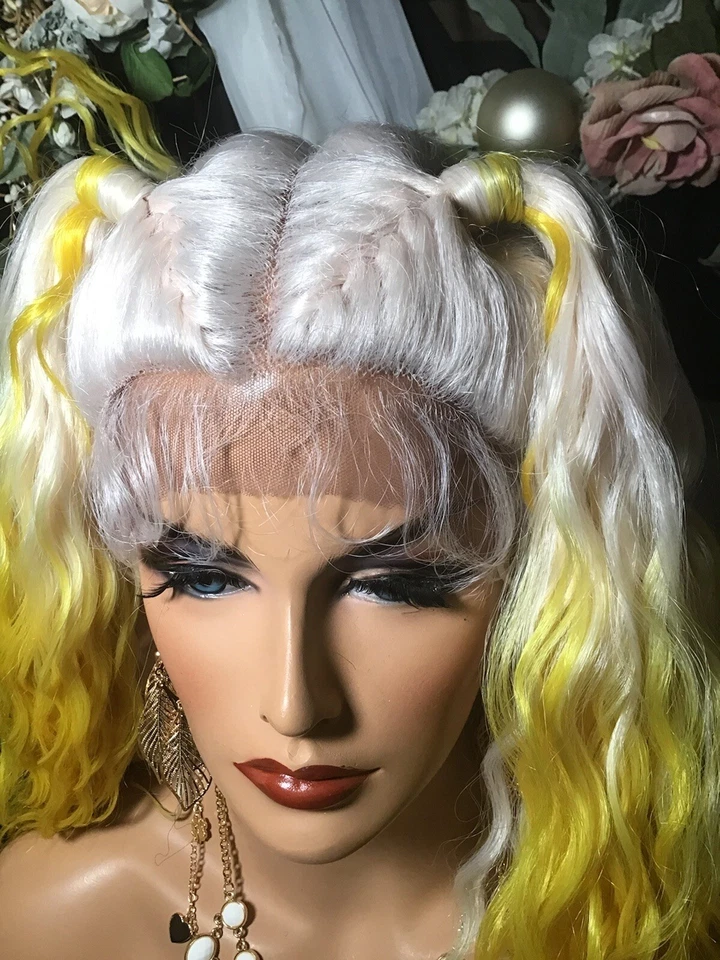 ÚNICA COMIDA ÁNGEL/GLASSEADO DE LIMÓN, 2 1/2 colas de caballo, frente de encaje, peluca Foto 4 de 4