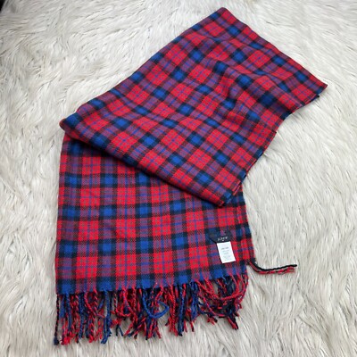 Red Blue Green Plaid Oversized Blanket Scarf Wrap Fringe
