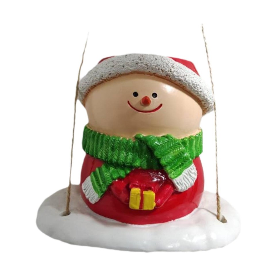 Hanging Flower Pot Cute Swing Snowman Planter for Tree Patio Indoor