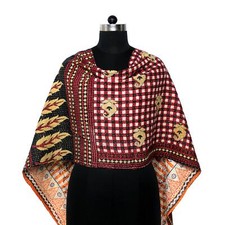 Vintage Kantha Scarf Cotton Sari Stole Women Shawl Hand Stitch Embroidered