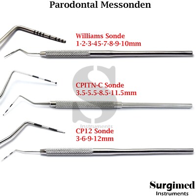 3er Zahntiefen Sonden Perio Probe Messsonde Diagnostisch Instrumente Parodontal