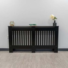 RADIATOR COVER Wall Cabinet MDF Wood Black Vertical Line Grill Shelf Cabinet