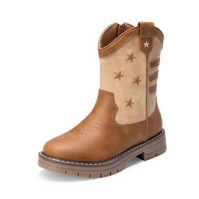 Boys Girls Cowboy Boots Western Riding Mid Calf Boots Side Zipper Boots