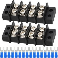 Terminal Block,2 Pack 4 Circuits 20-30a 200v-450v Dual Row Screw Terminals St...