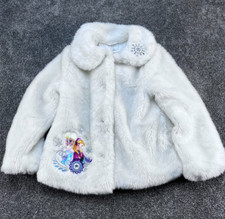 Disney Store Frozen Anna  Elsa Deluxe Faux Fur Coat/Jacket Size 7/8