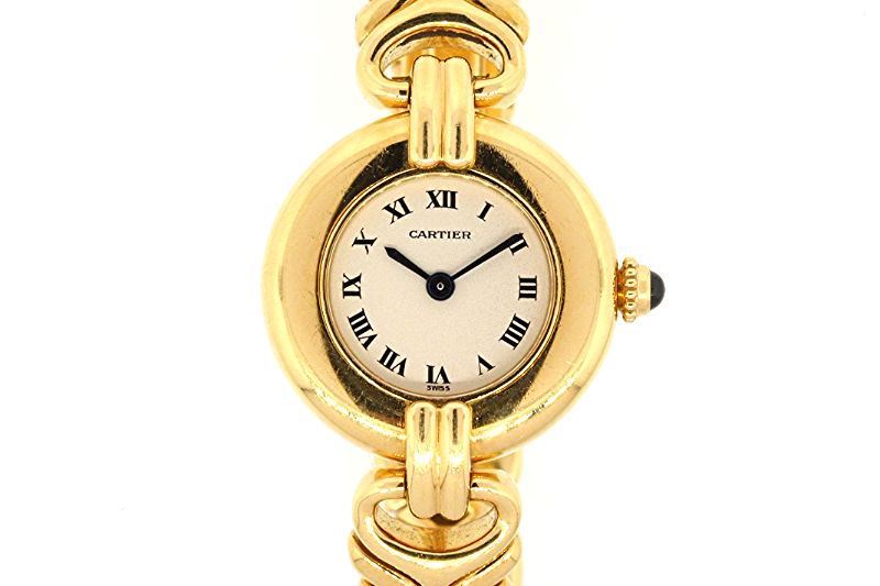 Rare Vintage Cartier solid 18k Yellow Gold Ladies Quartz Watch 88g White Roman On Sale 