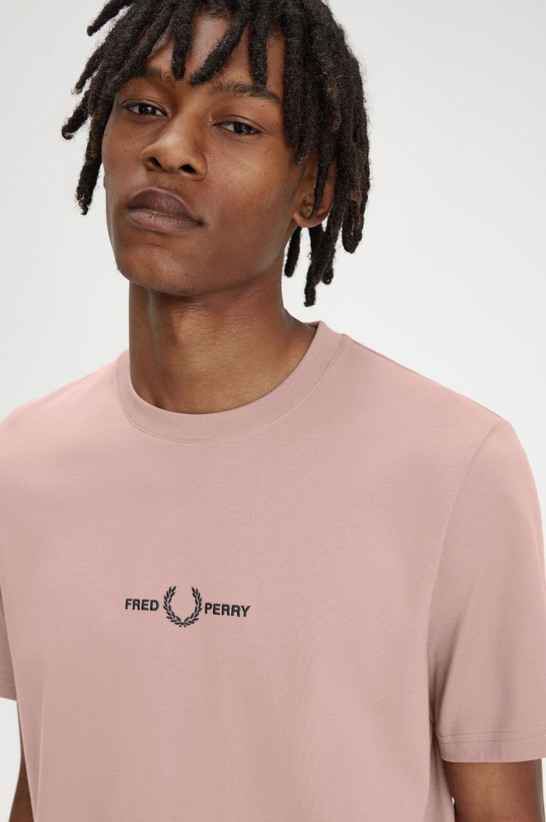 Fred Perry T-Shirt Central Logo M4580 Men S52-Dark Pink New